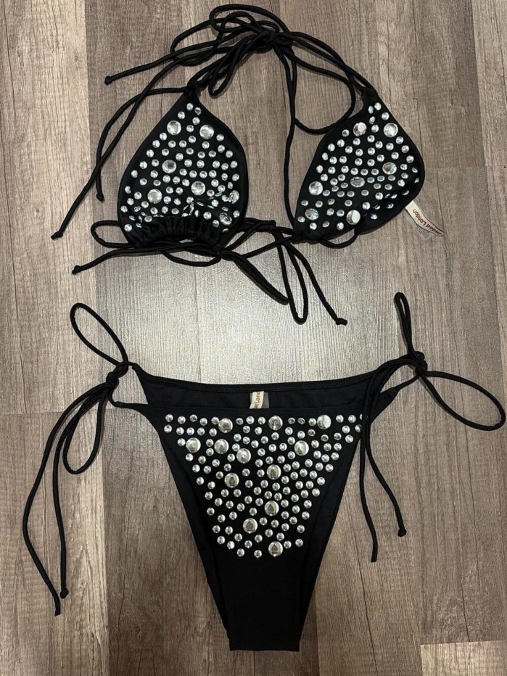 Jaded London Silvra Studded Bikini Top And Bottoms Set